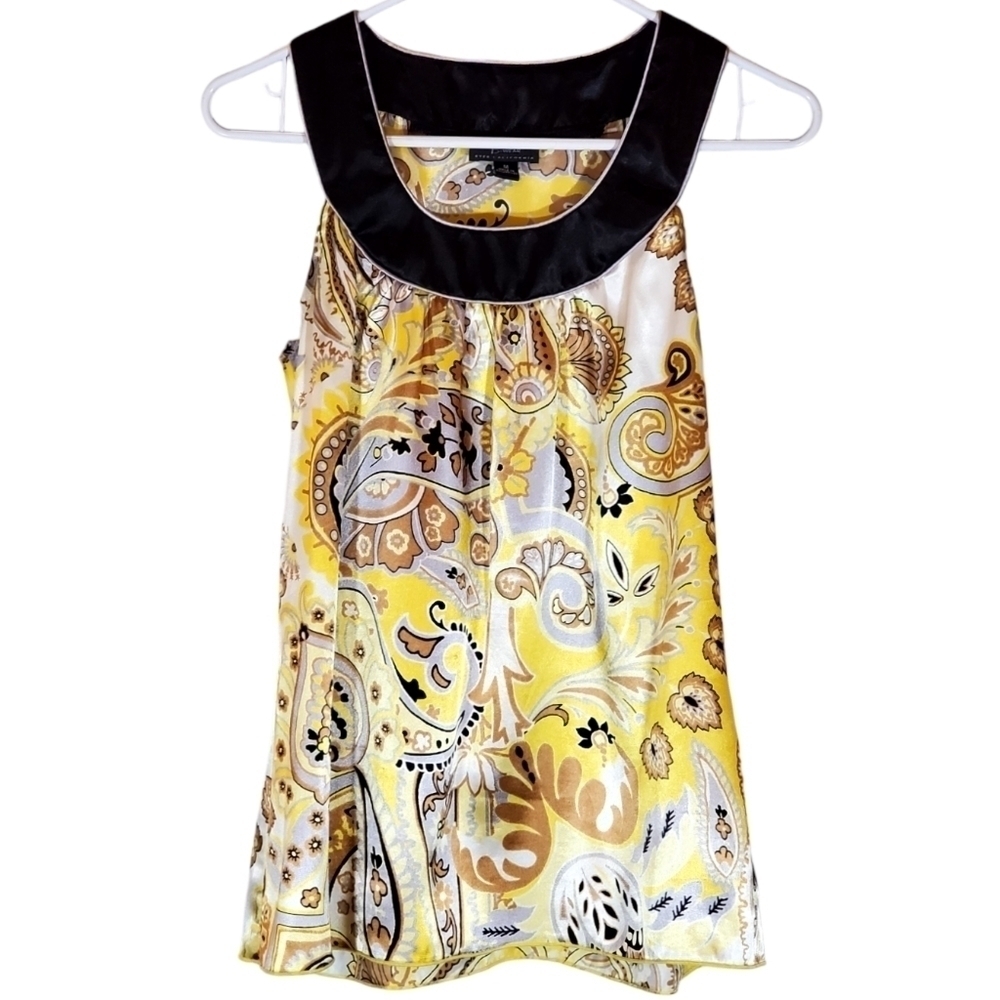 1063 * B-Wear Vintage Y2K Paisley Print Top Yellow Black Size M